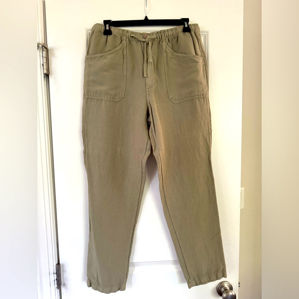 Linen blend ankle pants (olive green)